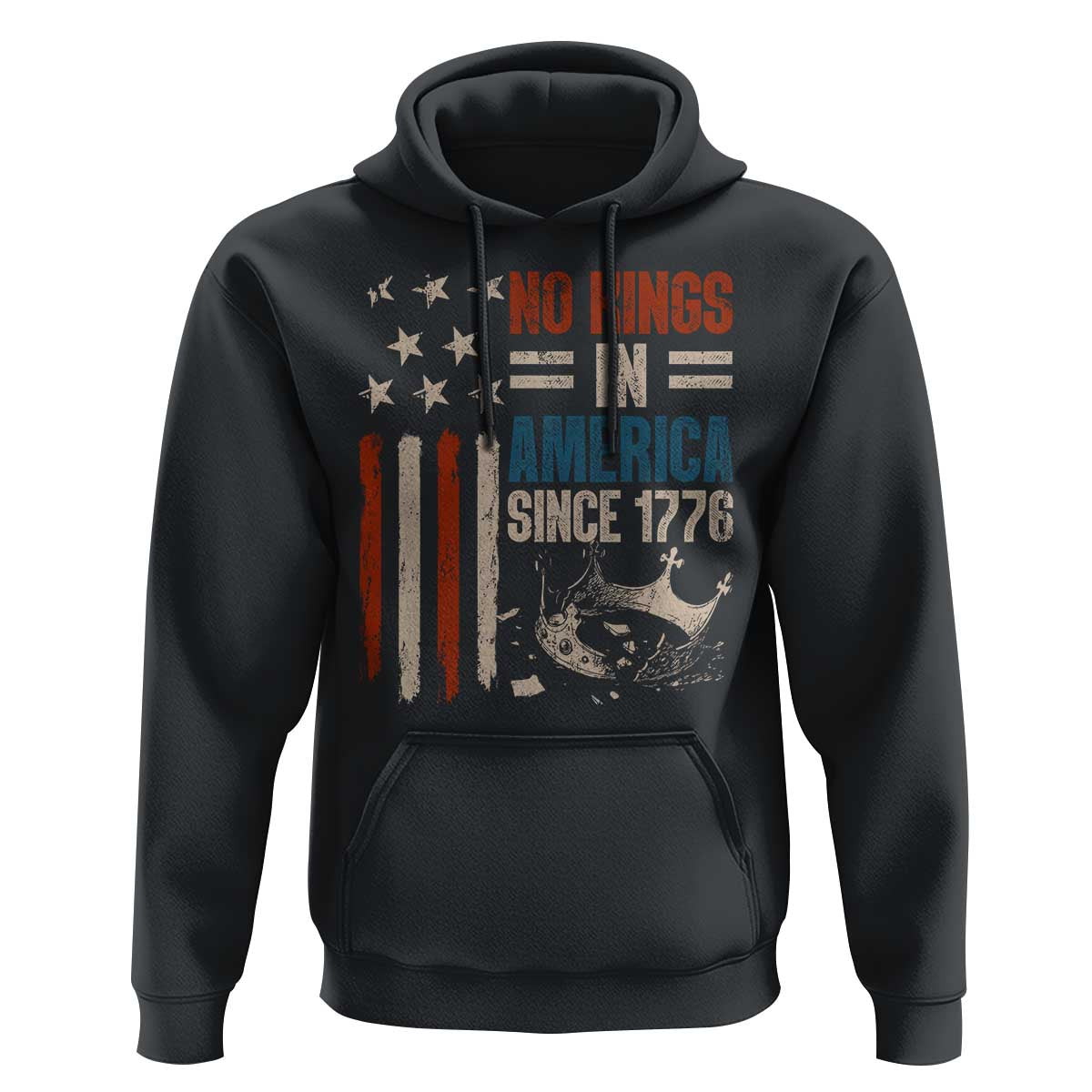 No Kings in America Hoodie Since 1776 Social Justice American Flag - Wonder Print Shop