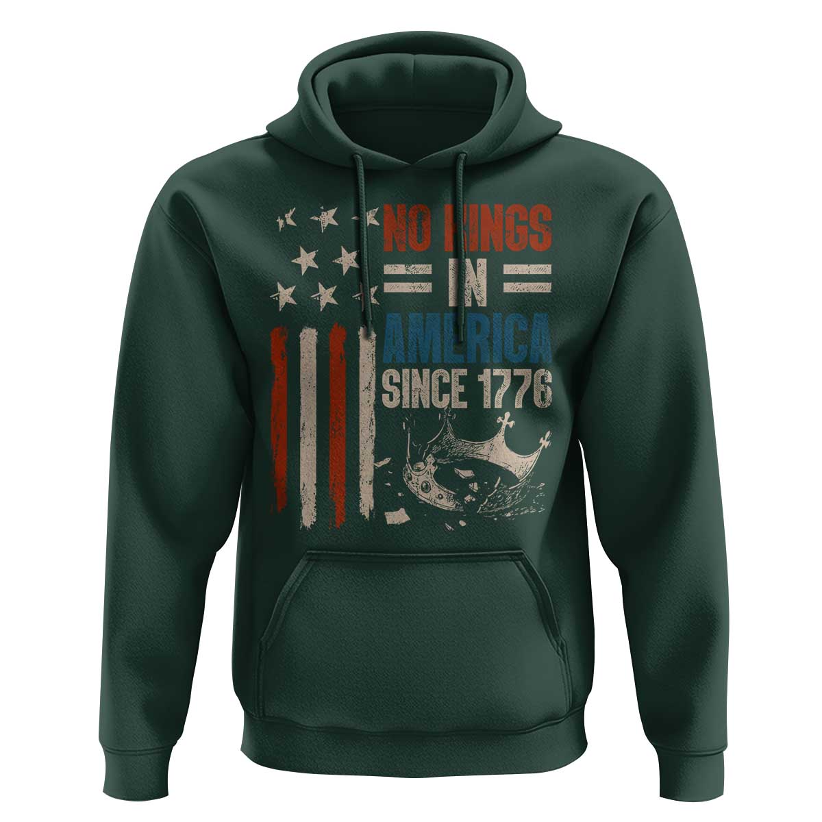 No Kings in America Hoodie Since 1776 Social Justice American Flag - Wonder Print Shop