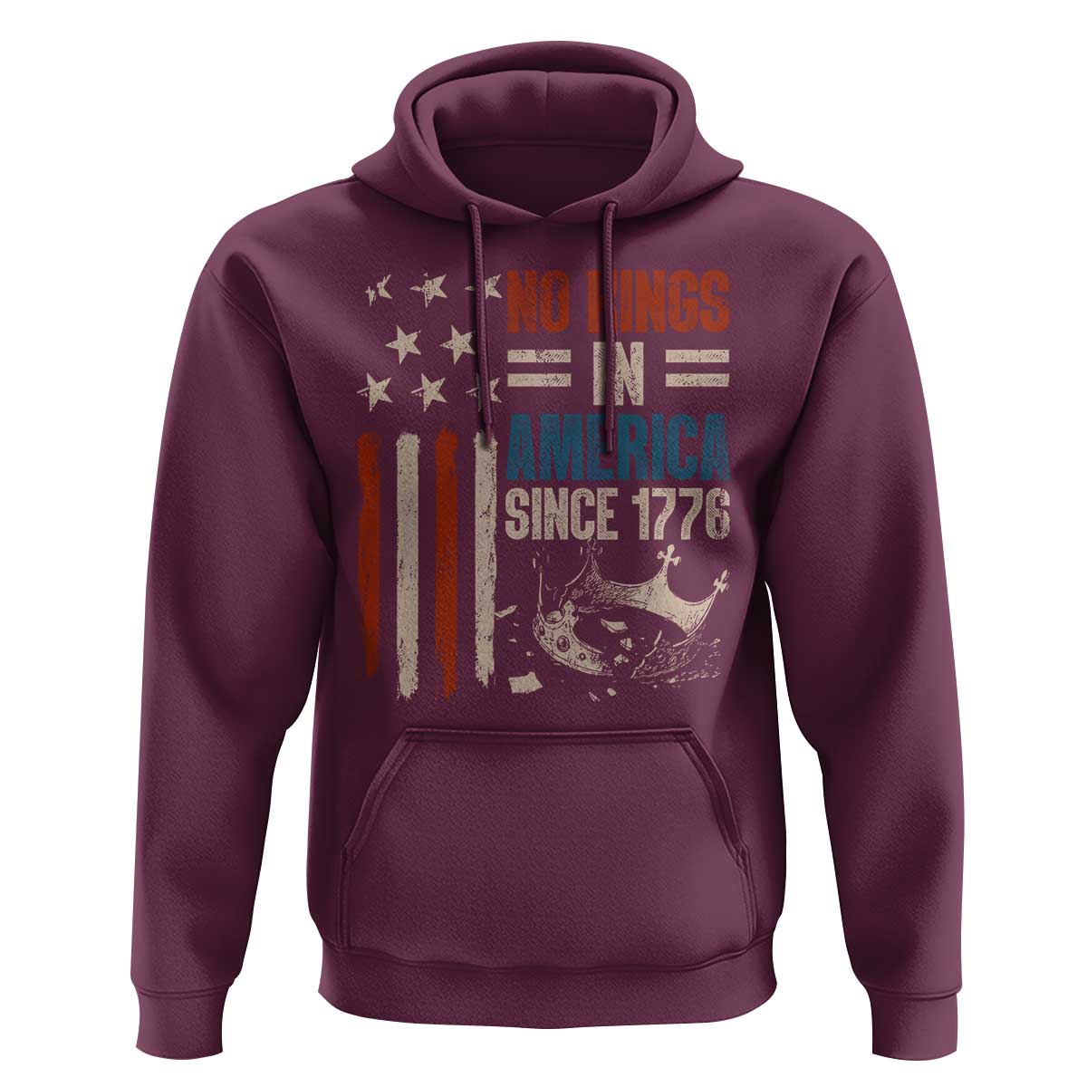 No Kings in America Hoodie Since 1776 Social Justice American Flag - Wonder Print Shop