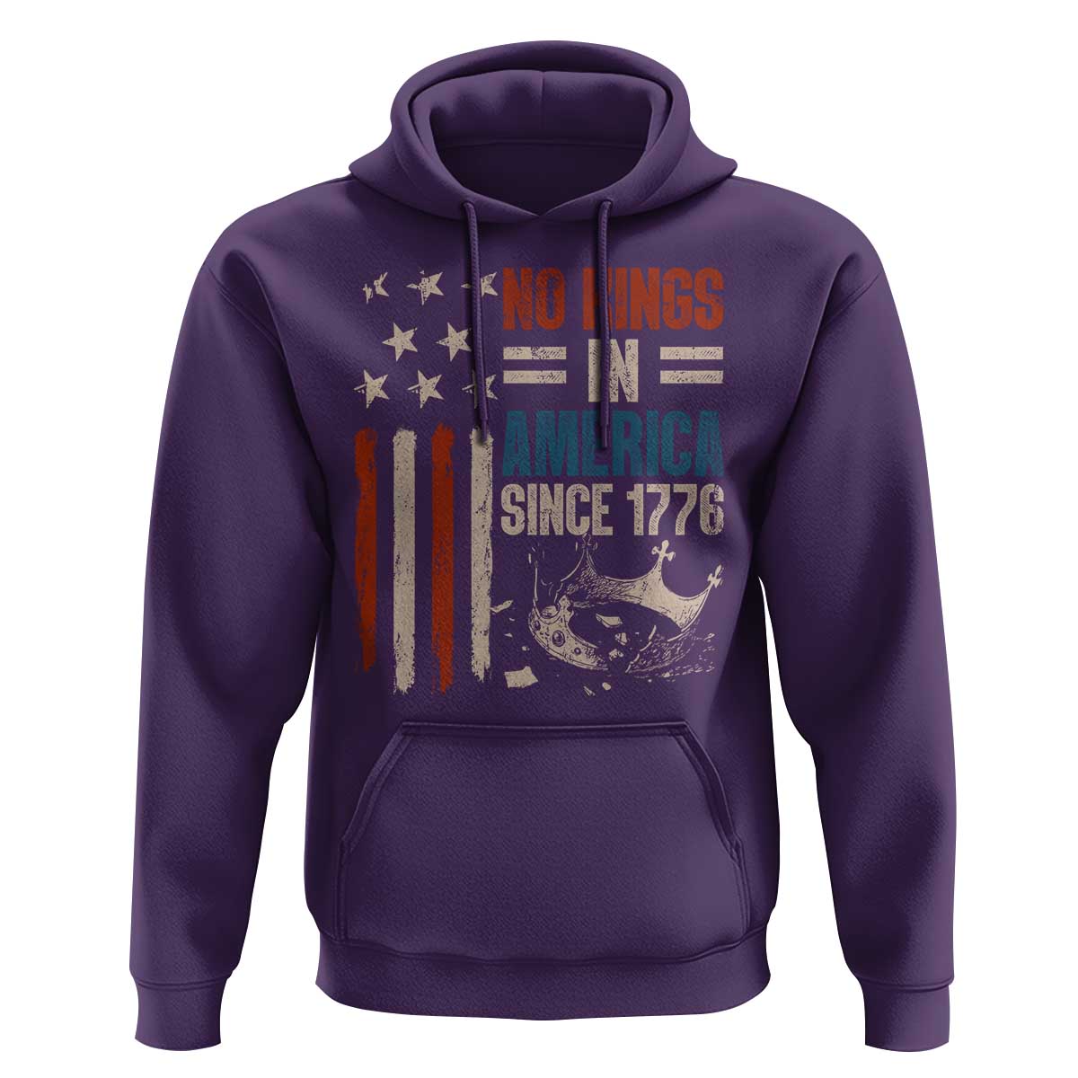 No Kings in America Hoodie Since 1776 Social Justice American Flag - Wonder Print Shop