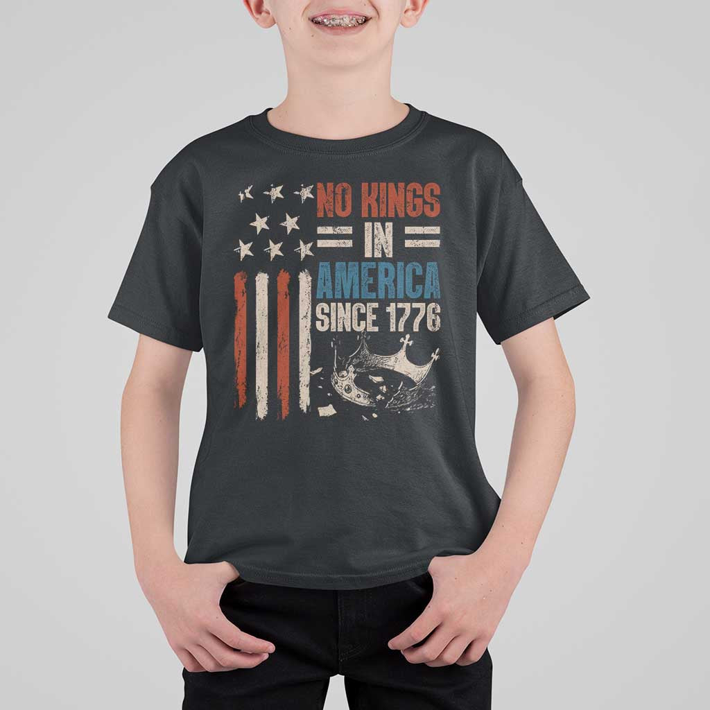 No Kings in America T Shirt For Kid Since 1776 Social Justice American Flag - Wonder Print Shop