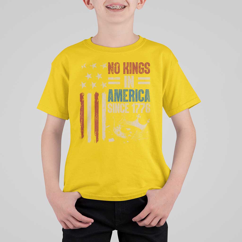 No Kings in America T Shirt For Kid Since 1776 Social Justice American Flag - Wonder Print Shop