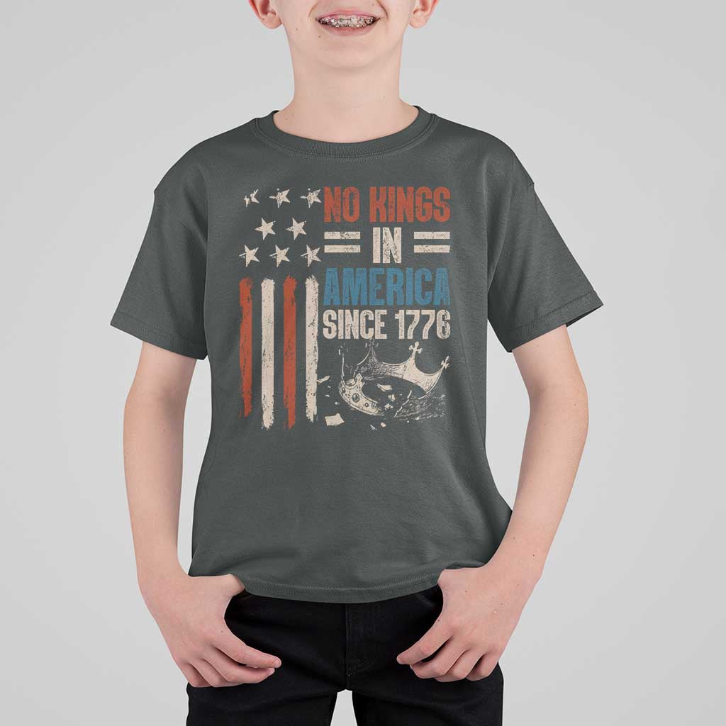 No Kings in America T Shirt For Kid Since 1776 Social Justice American Flag - Wonder Print Shop