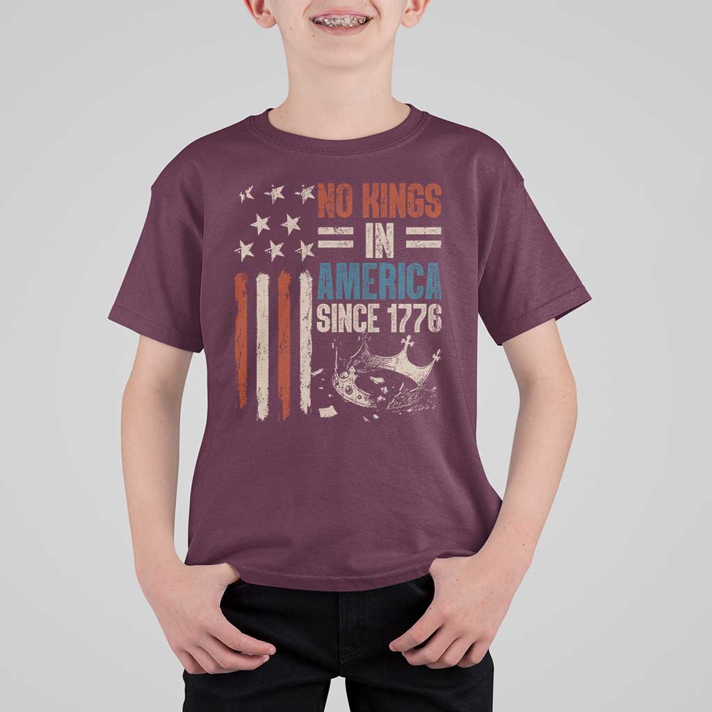 No Kings in America T Shirt For Kid Since 1776 Social Justice American Flag - Wonder Print Shop