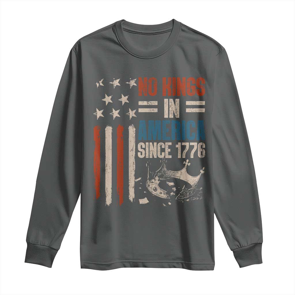 No Kings in America Long Sleeve Shirt Since 1776 Social Justice American Flag - Wonder Print Shop