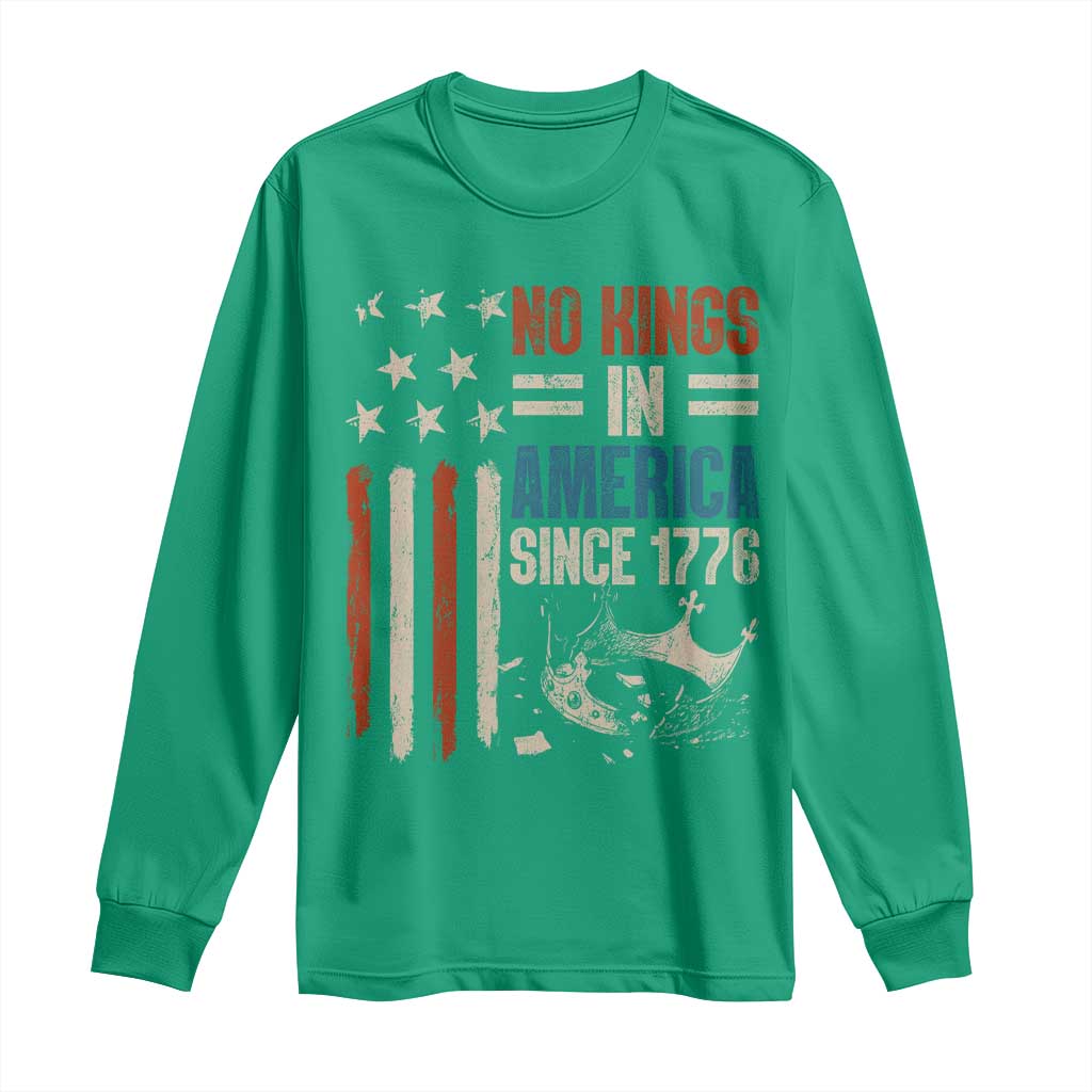 No Kings in America Long Sleeve Shirt Since 1776 Social Justice American Flag - Wonder Print Shop