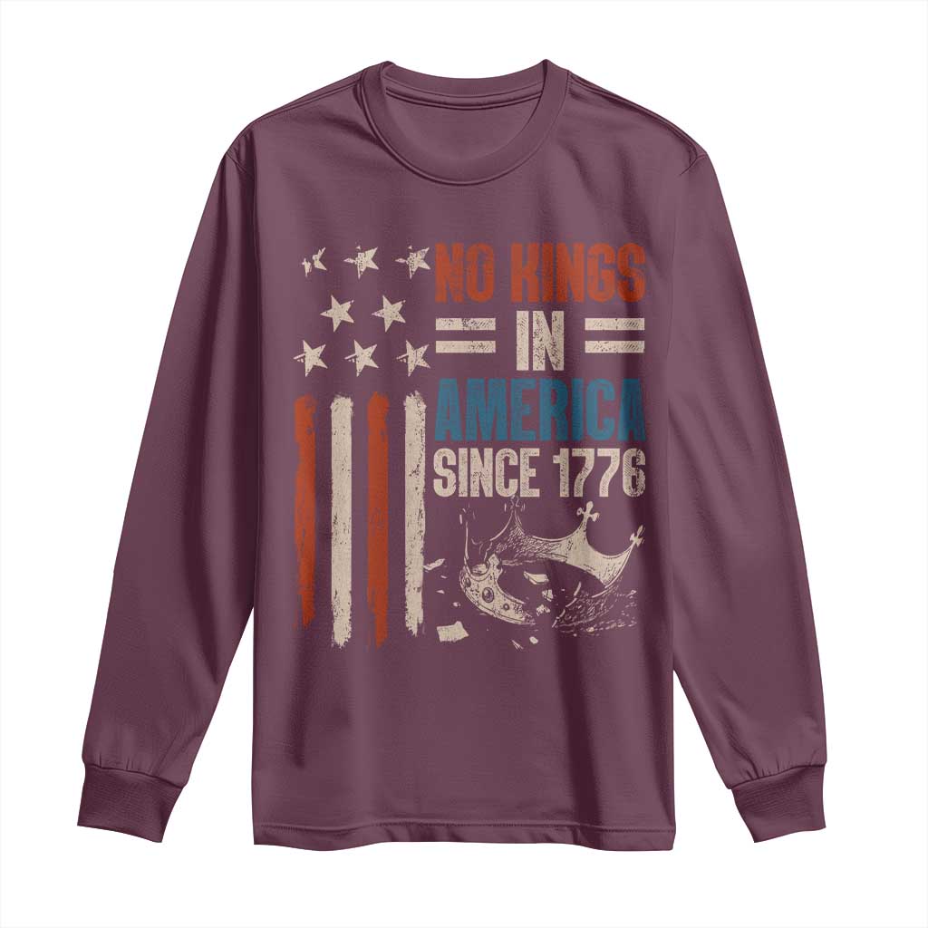 No Kings in America Long Sleeve Shirt Since 1776 Social Justice American Flag - Wonder Print Shop