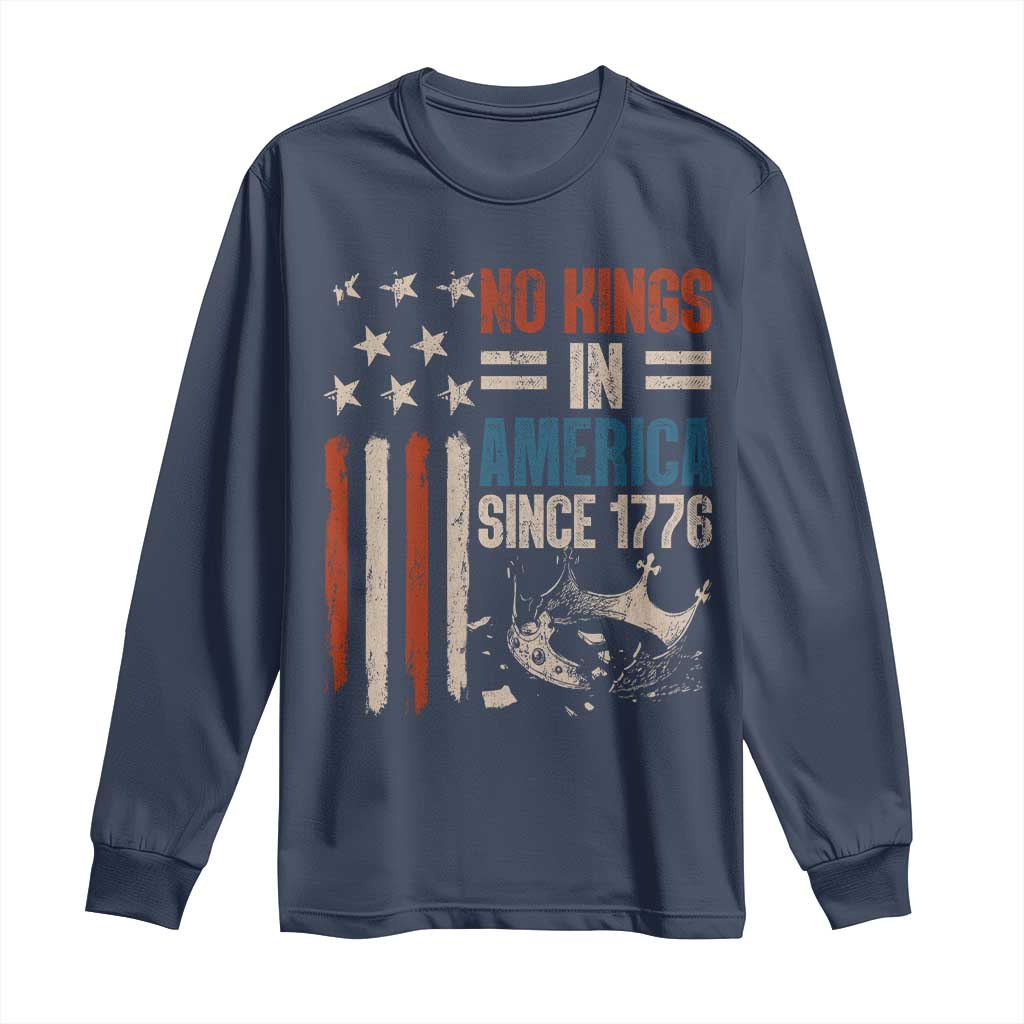 No Kings in America Long Sleeve Shirt Since 1776 Social Justice American Flag - Wonder Print Shop