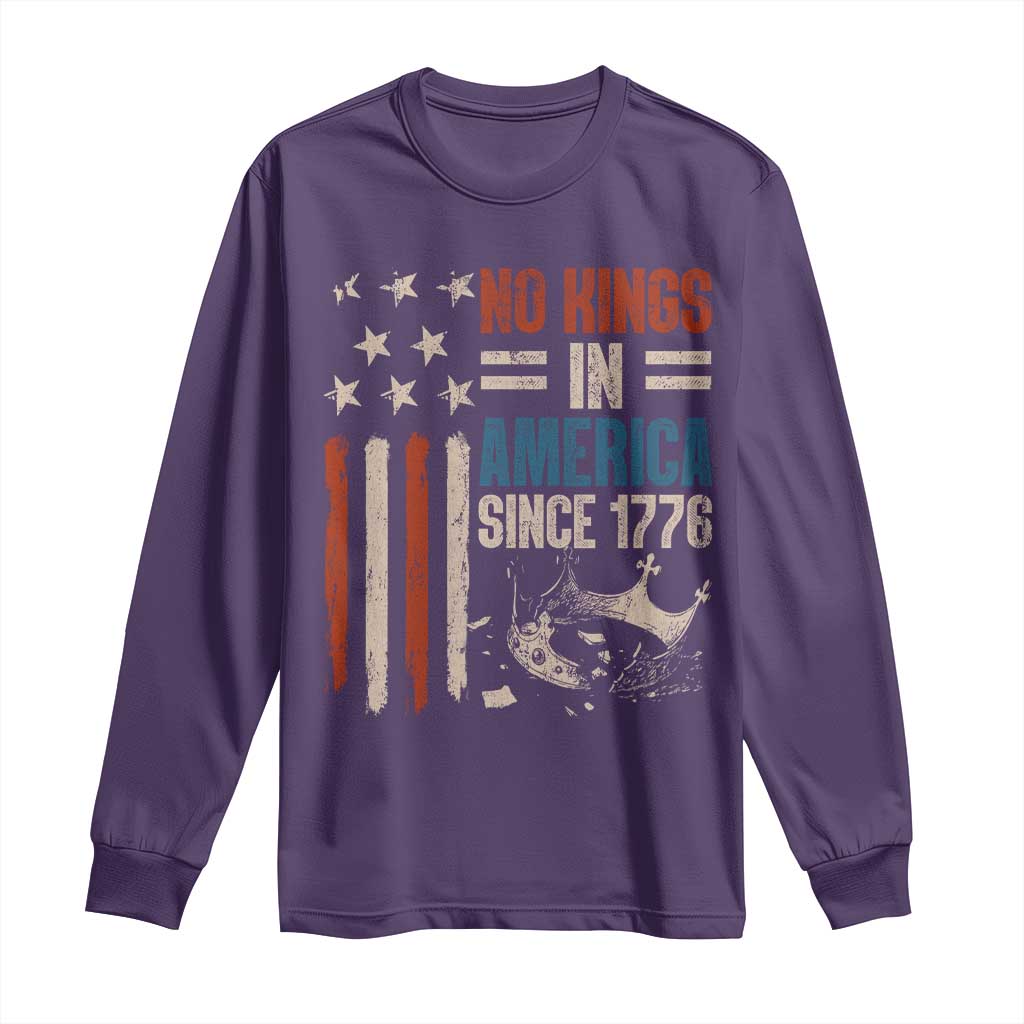 No Kings in America Long Sleeve Shirt Since 1776 Social Justice American Flag - Wonder Print Shop