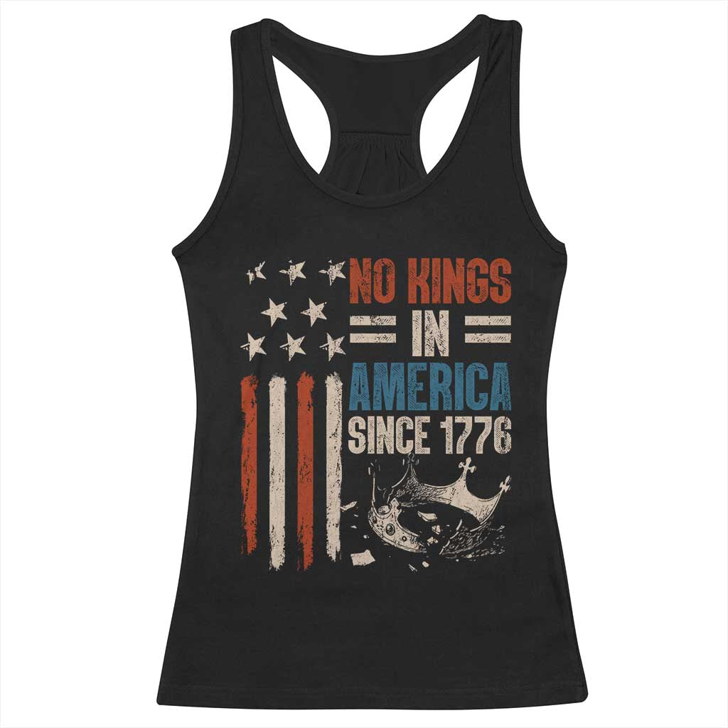 No Kings in America Racerback Tank Top Since 1776 Social Justice American Flag - Wonder Print Shop