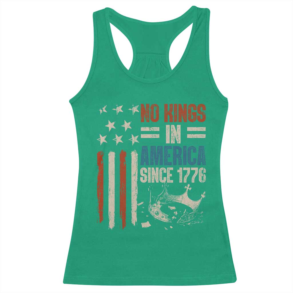 No Kings in America Racerback Tank Top Since 1776 Social Justice American Flag - Wonder Print Shop
