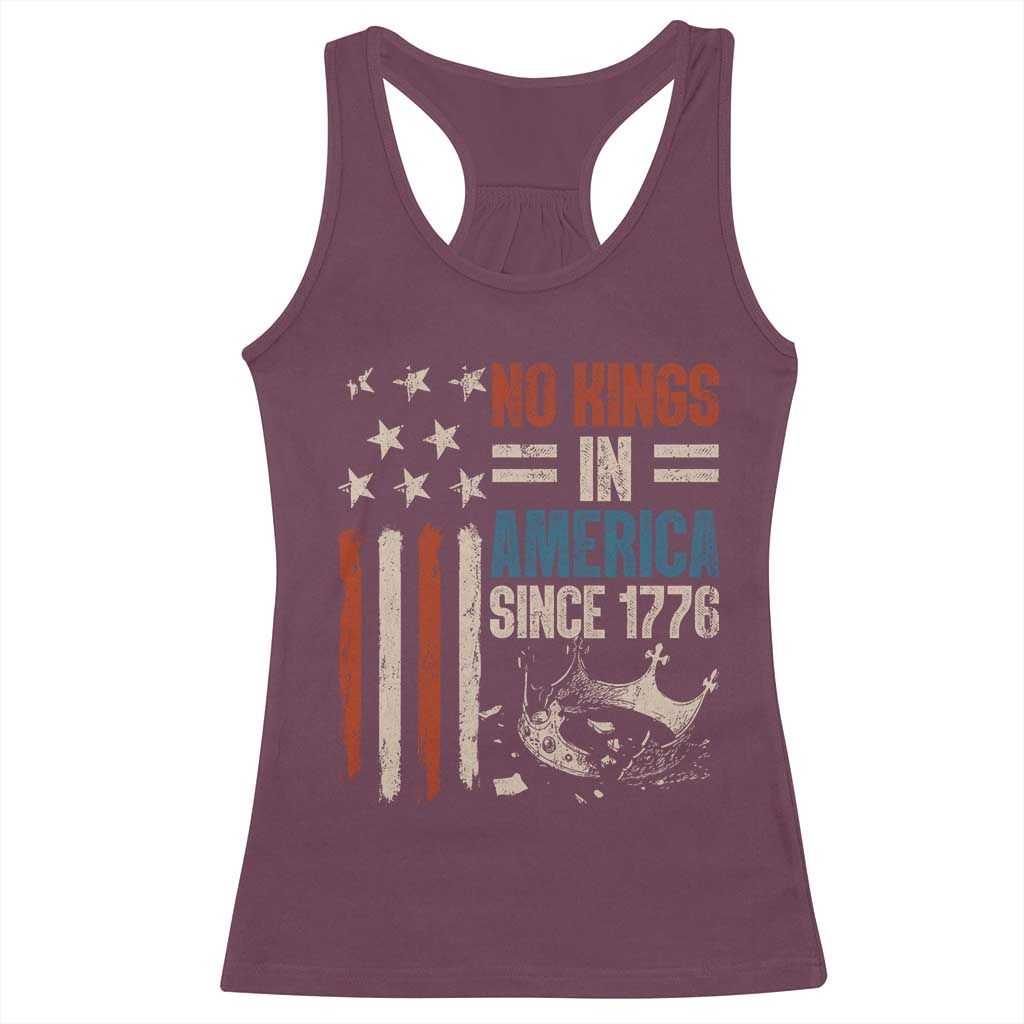 No Kings in America Racerback Tank Top Since 1776 Social Justice American Flag - Wonder Print Shop