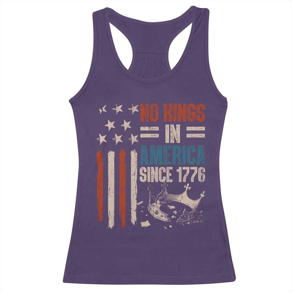 No Kings in America Racerback Tank Top Since 1776 Social Justice American Flag - Wonder Print Shop