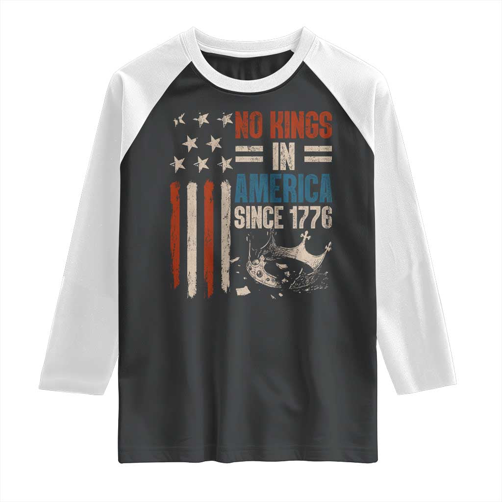 No Kings in America Raglan Shirt Since 1776 Social Justice American Flag - Wonder Print Shop