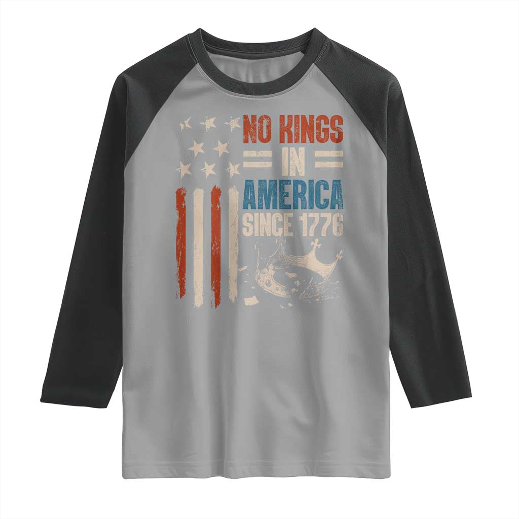 No Kings in America Raglan Shirt Since 1776 Social Justice American Flag - Wonder Print Shop