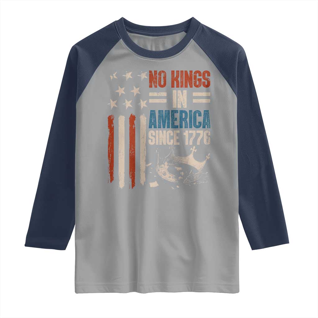 No Kings in America Raglan Shirt Since 1776 Social Justice American Flag - Wonder Print Shop