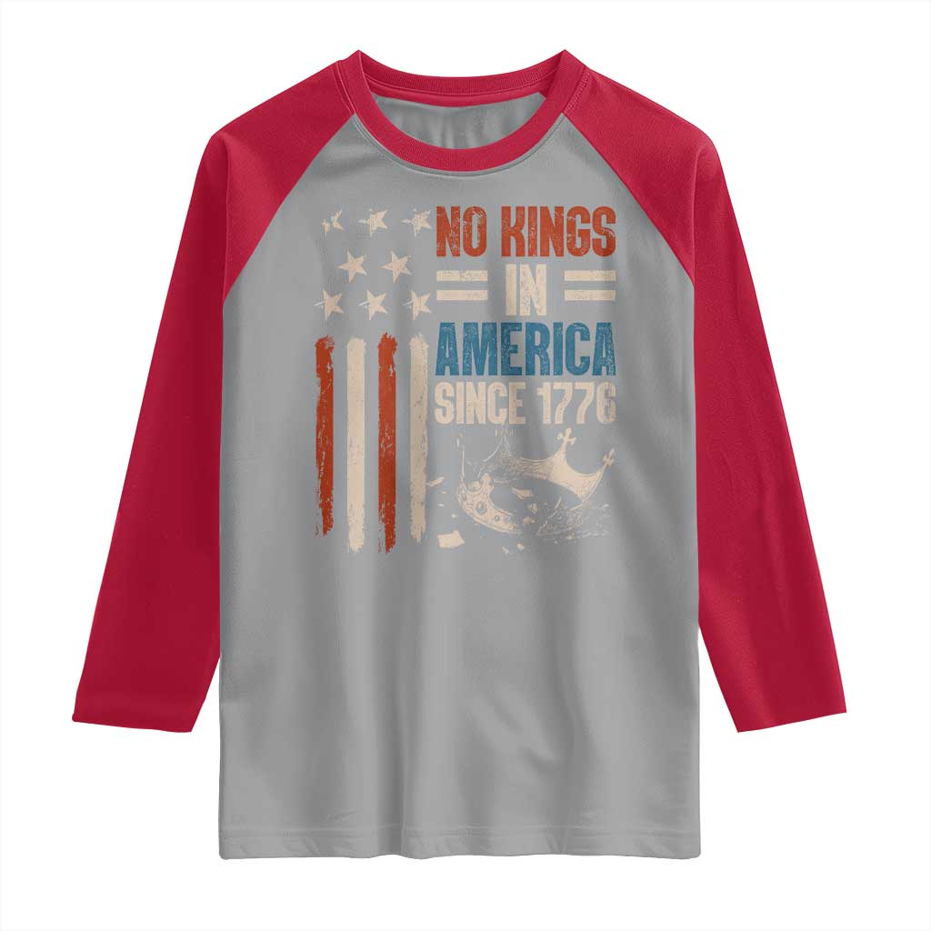 No Kings in America Raglan Shirt Since 1776 Social Justice American Flag - Wonder Print Shop