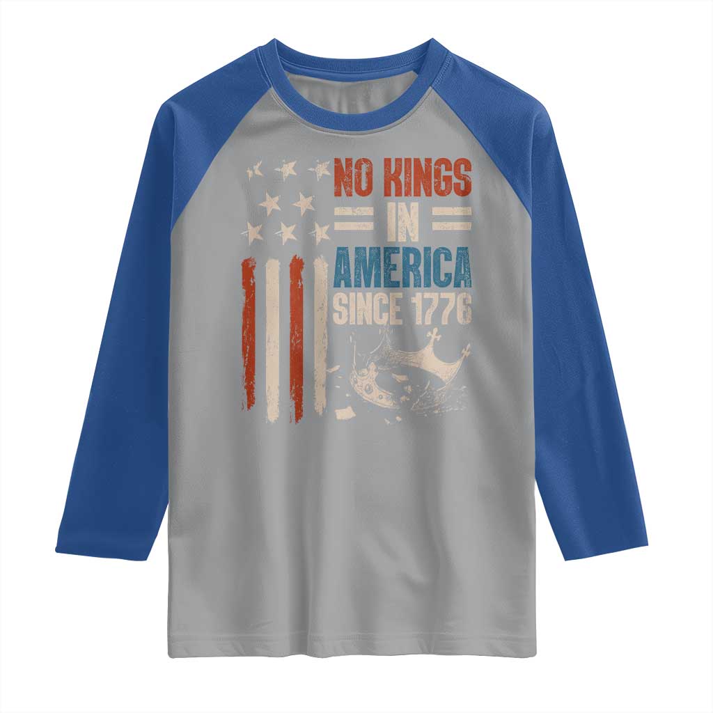 No Kings in America Raglan Shirt Since 1776 Social Justice American Flag - Wonder Print Shop