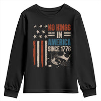 No Kings in America Youth Sweatshirt Since 1776 Social Justice American Flag - Wonder Print Shop