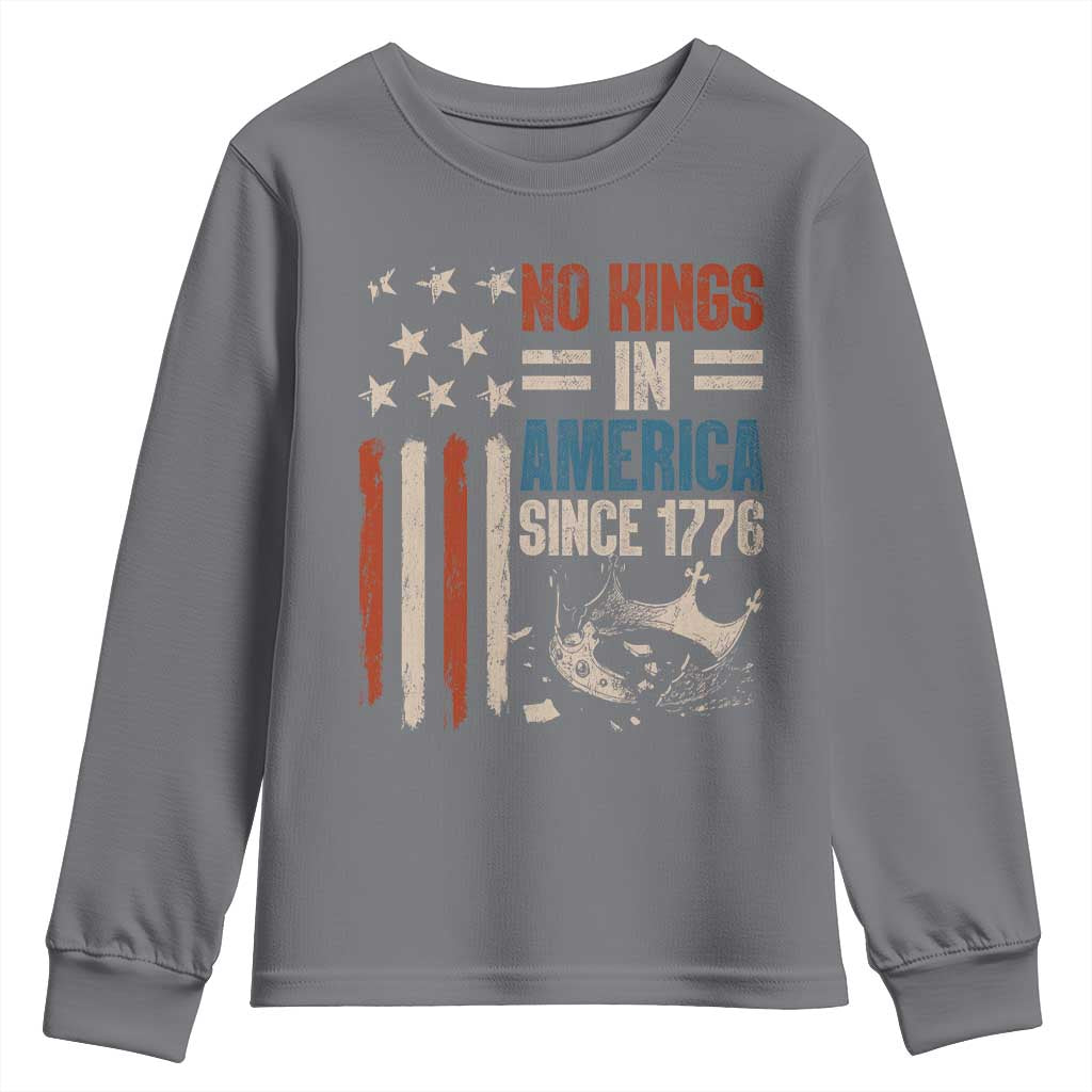 No Kings in America Youth Sweatshirt Since 1776 Social Justice American Flag - Wonder Print Shop