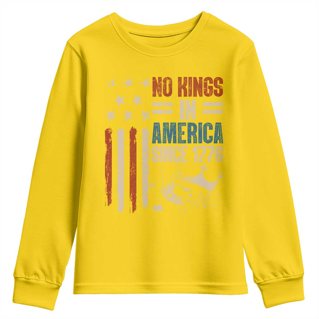 No Kings in America Youth Sweatshirt Since 1776 Social Justice American Flag - Wonder Print Shop