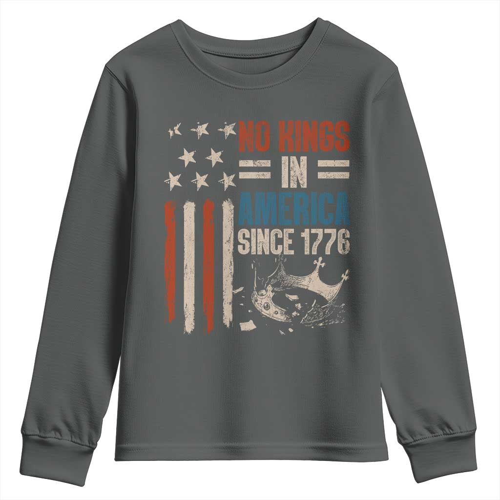 No Kings in America Youth Sweatshirt Since 1776 Social Justice American Flag - Wonder Print Shop
