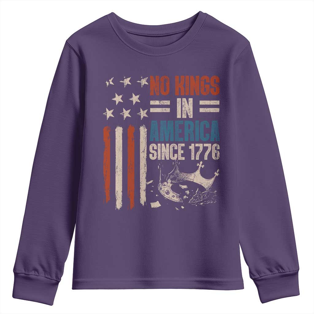No Kings in America Youth Sweatshirt Since 1776 Social Justice American Flag - Wonder Print Shop