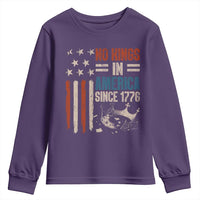 No Kings in America Youth Sweatshirt Since 1776 Social Justice American Flag - Wonder Print Shop