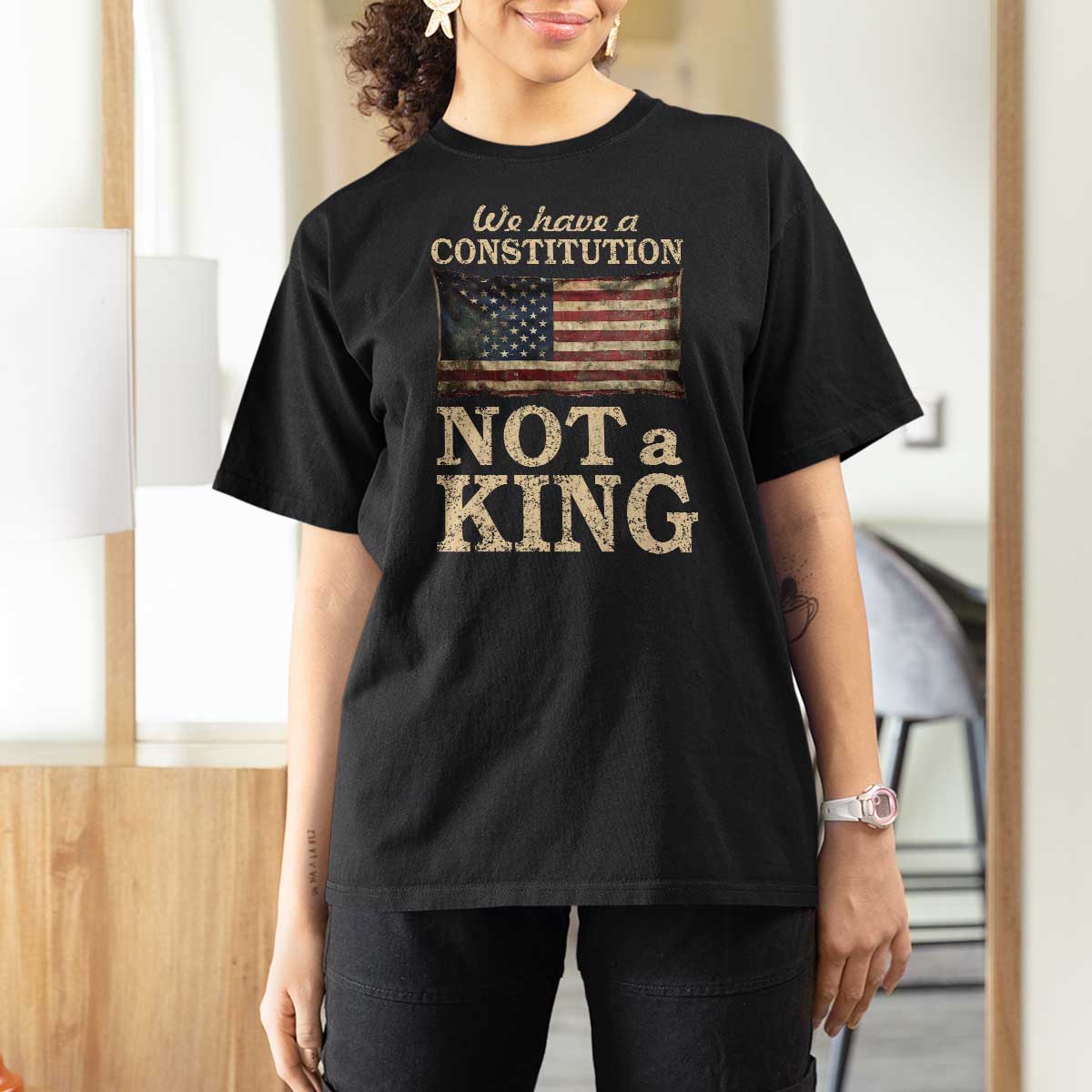We Have A Constitution Not A King T Shirt For Women Retro Social Justice American Flag - Wonder Print Shop