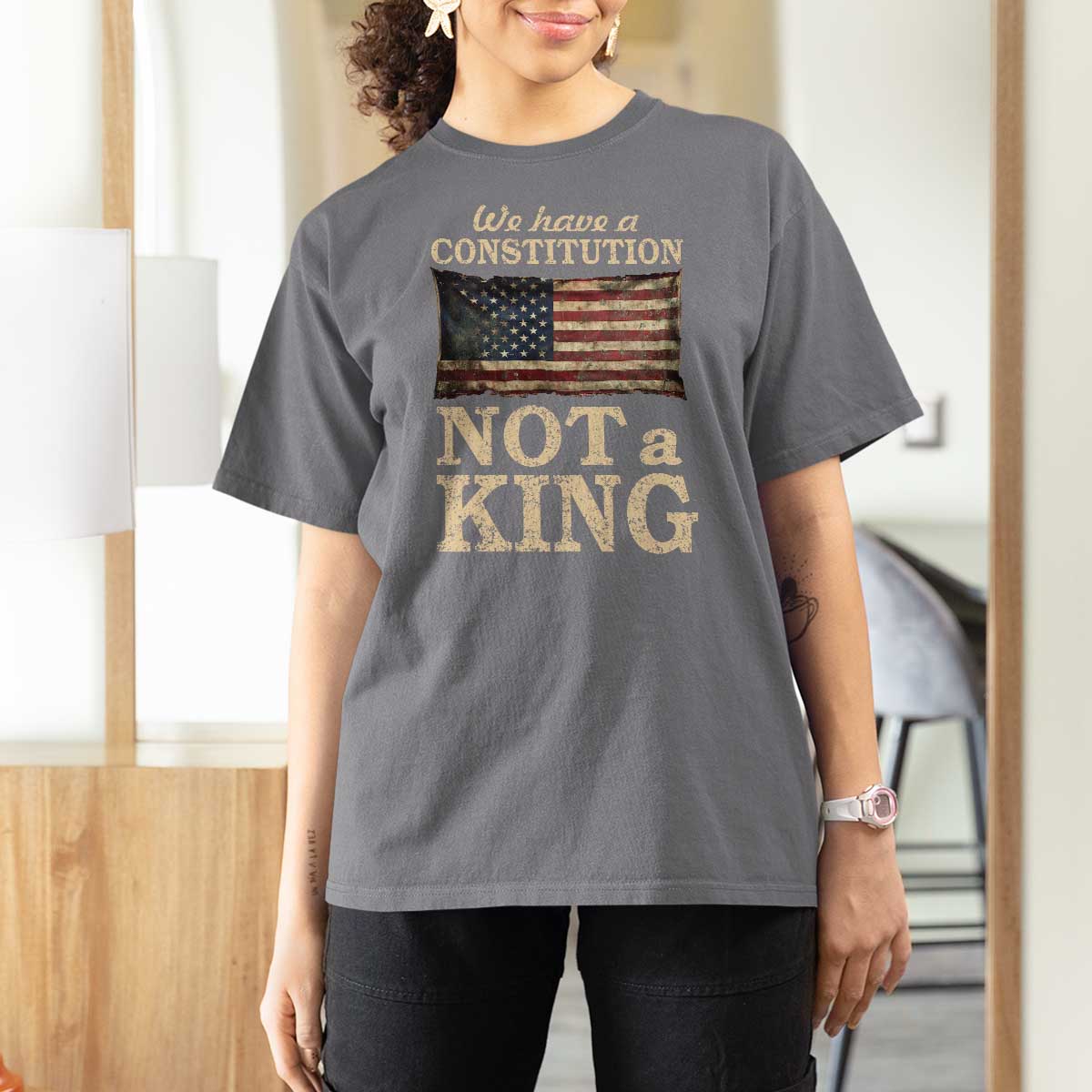We Have A Constitution Not A King T Shirt For Women Retro Social Justice American Flag - Wonder Print Shop