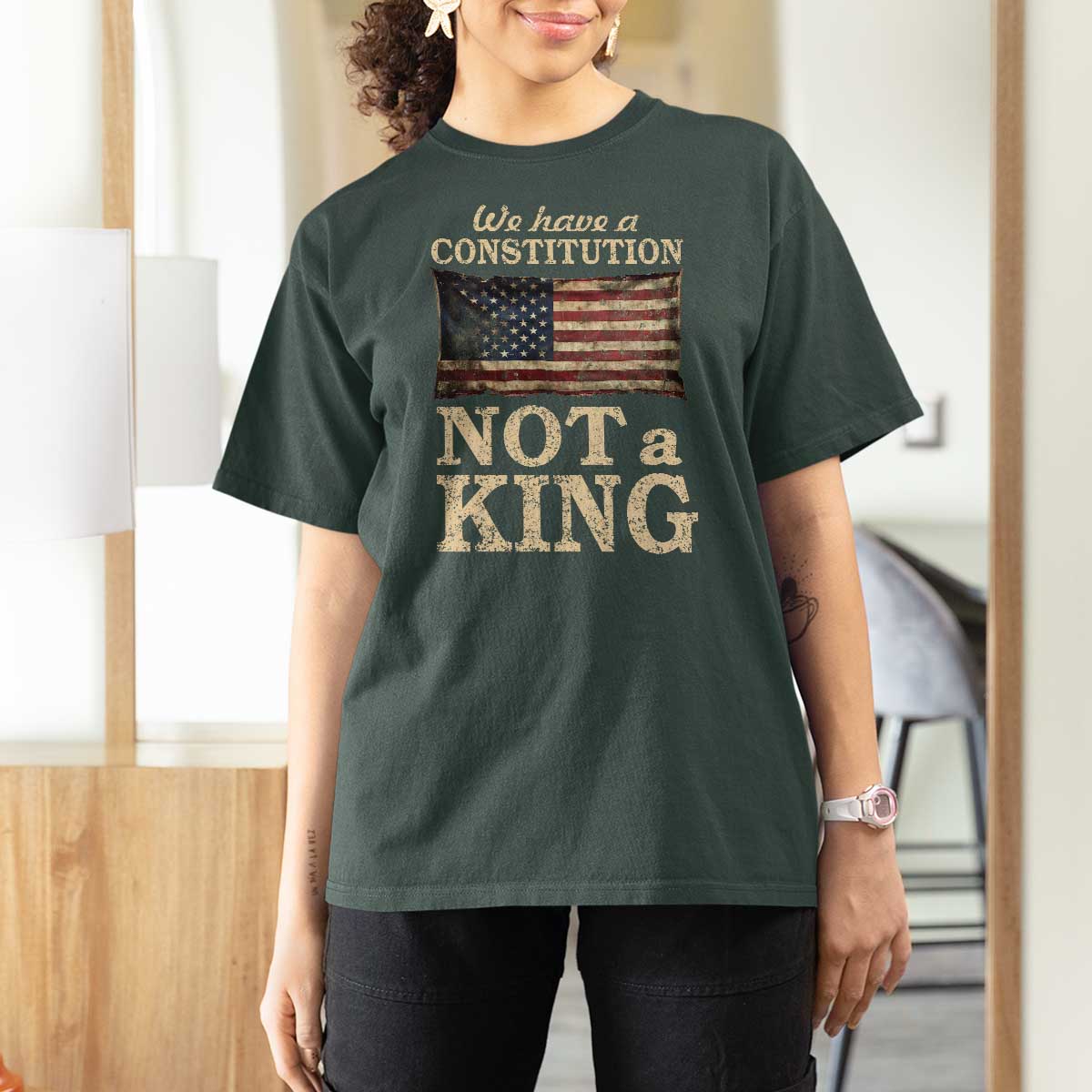 We Have A Constitution Not A King T Shirt For Women Retro Social Justice American Flag - Wonder Print Shop
