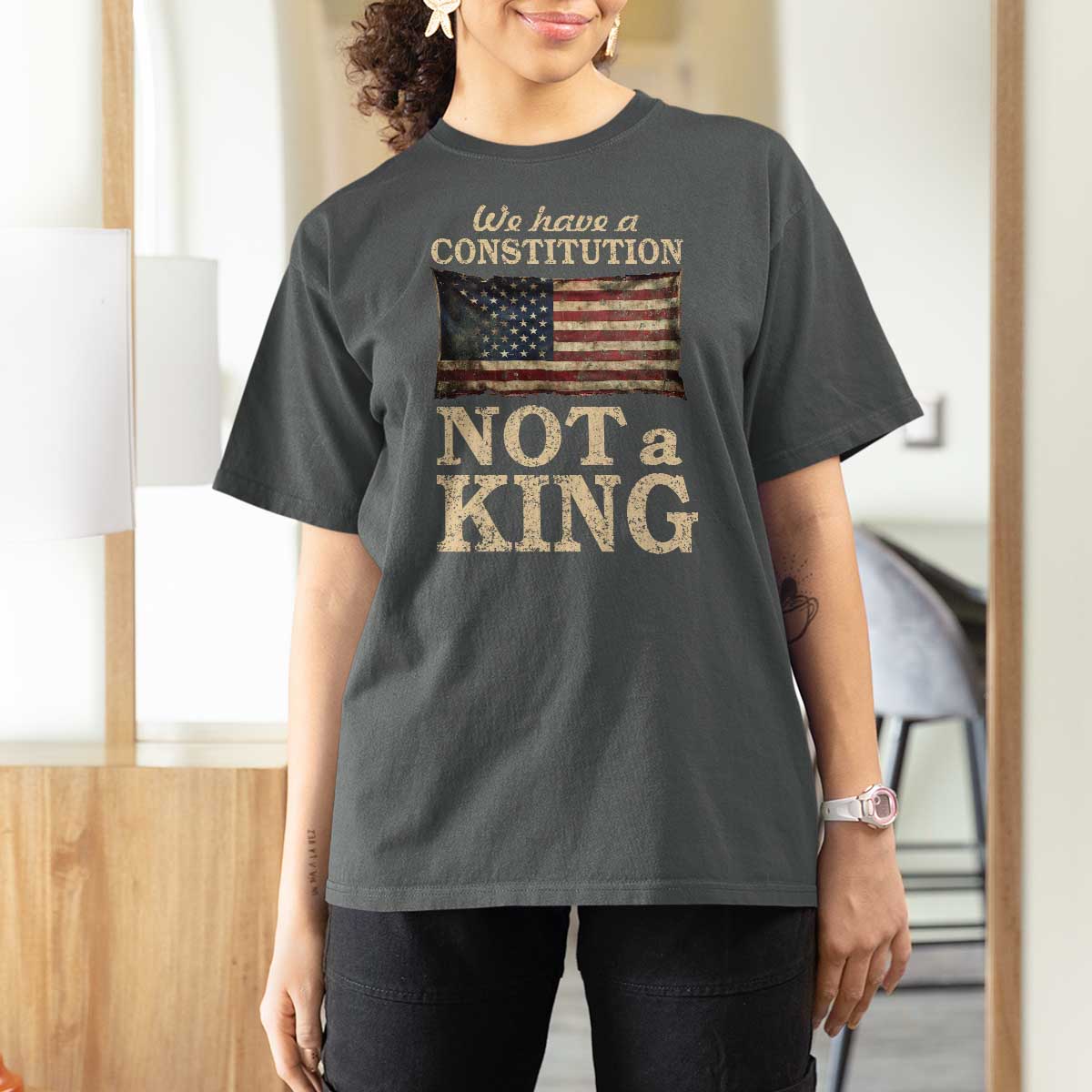 We Have A Constitution Not A King T Shirt For Women Retro Social Justice American Flag - Wonder Print Shop