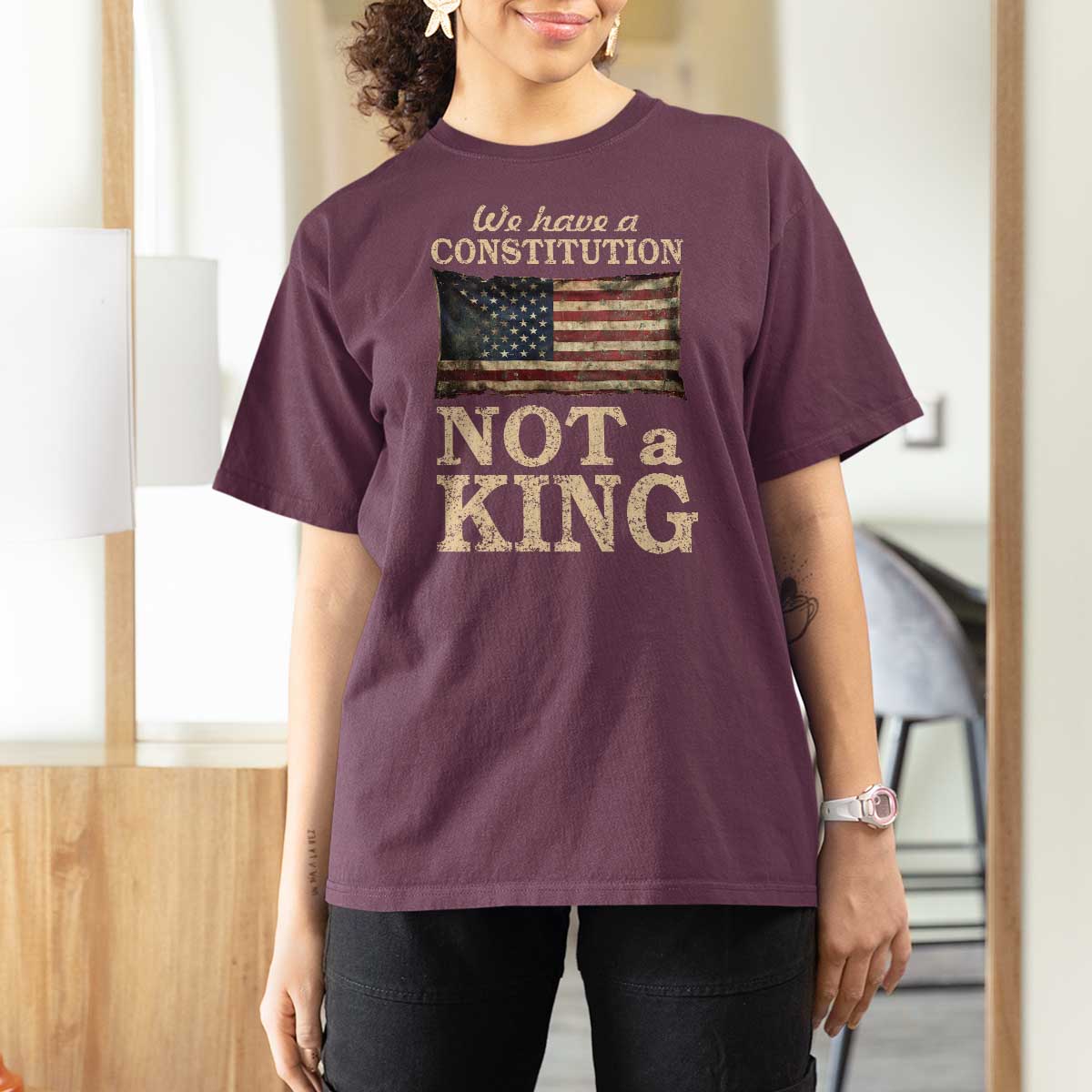 We Have A Constitution Not A King T Shirt For Women Retro Social Justice American Flag - Wonder Print Shop