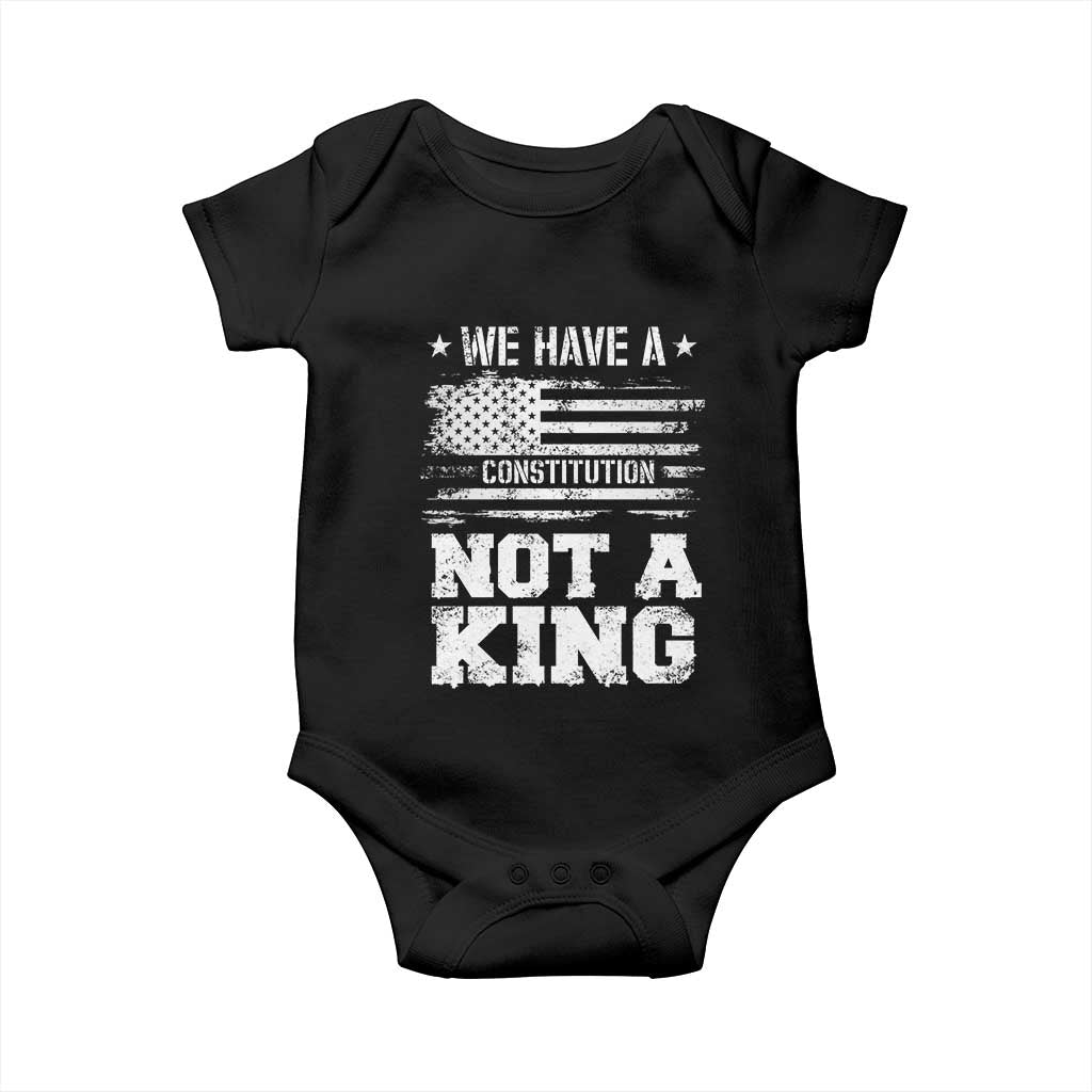 No Kings in America Baby Onesie We Have A Constitution Not A King Resist US Flag - Wonder Print Shop