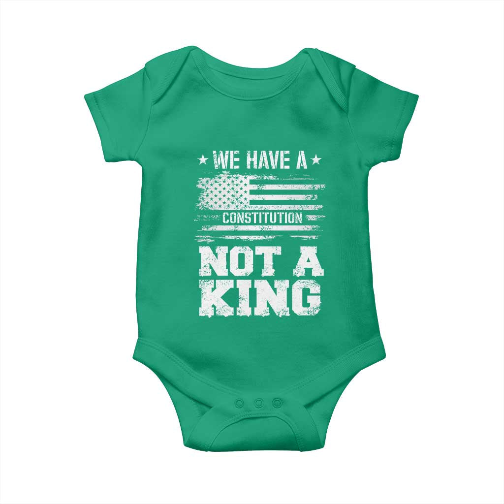No Kings in America Baby Onesie We Have A Constitution Not A King Resist US Flag - Wonder Print Shop