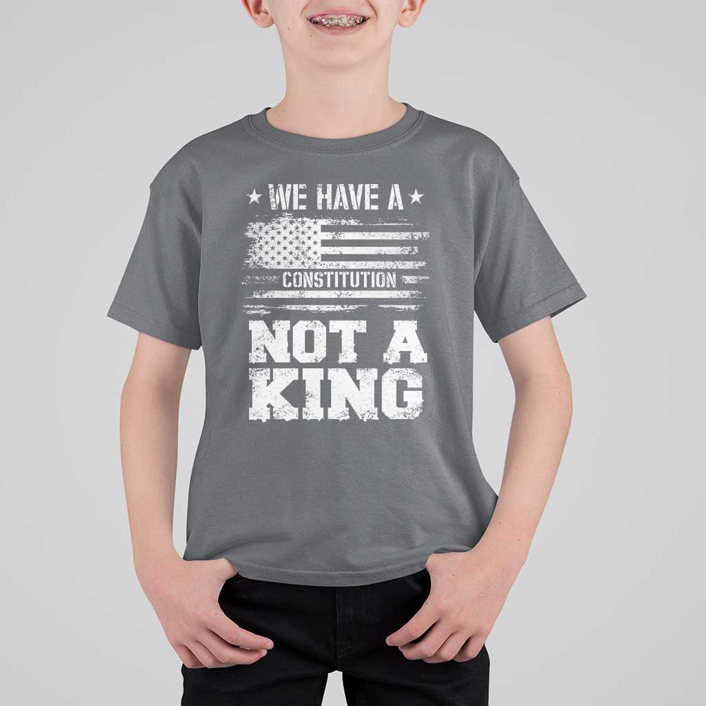 No Kings in America T Shirt For Kid We Have A Constitution Not A King Resist US Flag - Wonder Print Shop