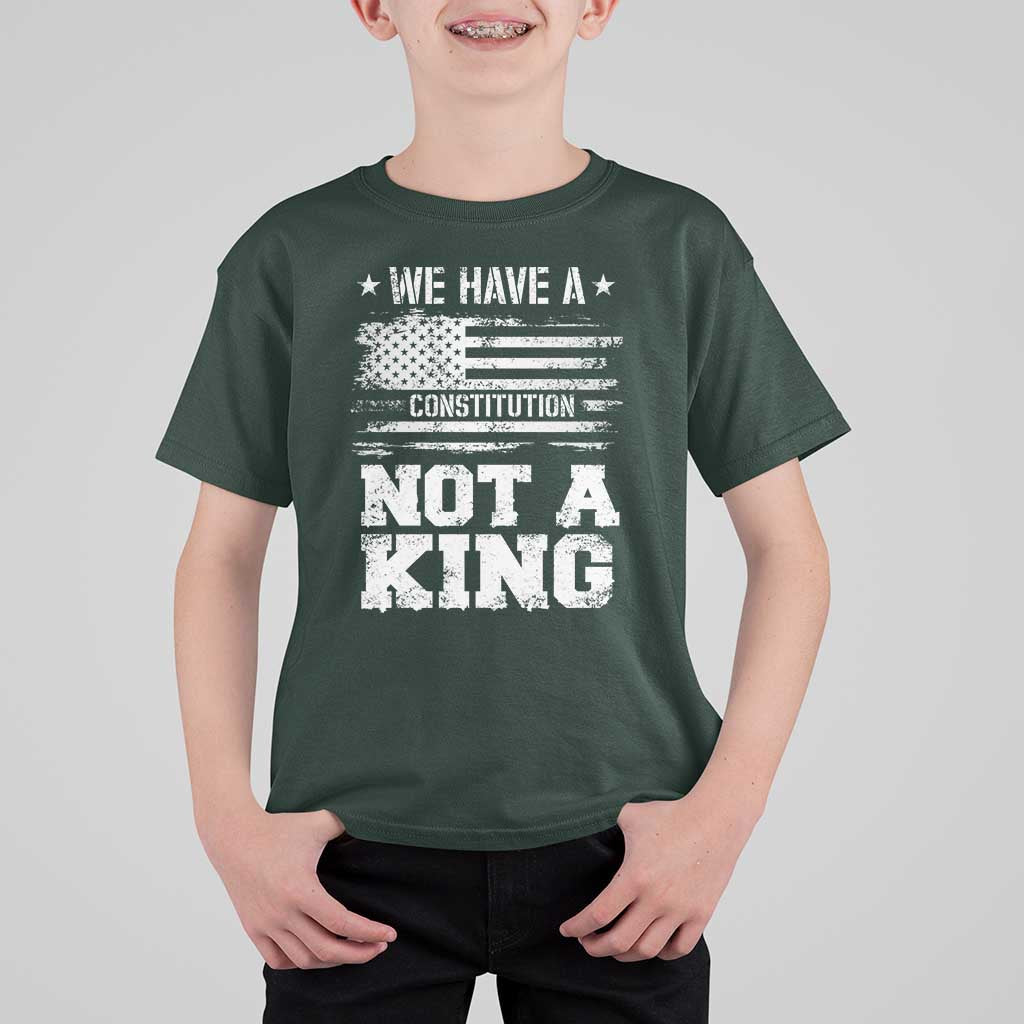 No Kings in America T Shirt For Kid We Have A Constitution Not A King Resist US Flag - Wonder Print Shop
