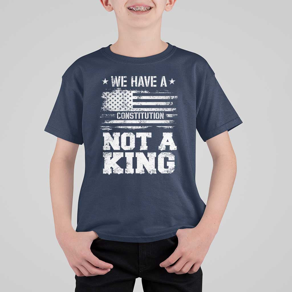 No Kings in America T Shirt For Kid We Have A Constitution Not A King Resist US Flag - Wonder Print Shop