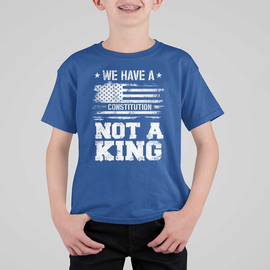 No Kings in America T Shirt For Kid We Have A Constitution Not A King Resist US Flag - Wonder Print Shop