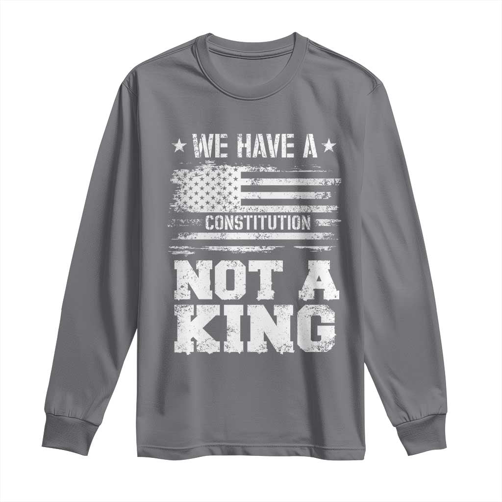 No Kings in America Long Sleeve Shirt We Have A Constitution Not A King Resist US Flag - Wonder Print Shop