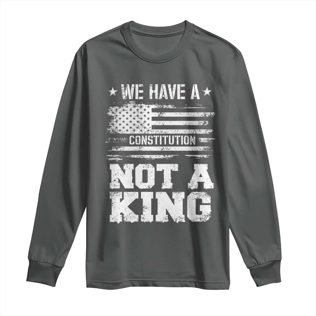 No Kings in America Long Sleeve Shirt We Have A Constitution Not A King Resist US Flag - Wonder Print Shop