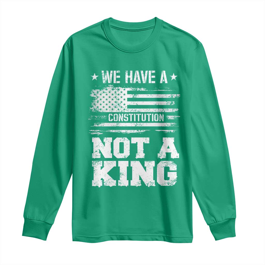 No Kings in America Long Sleeve Shirt We Have A Constitution Not A King Resist US Flag - Wonder Print Shop