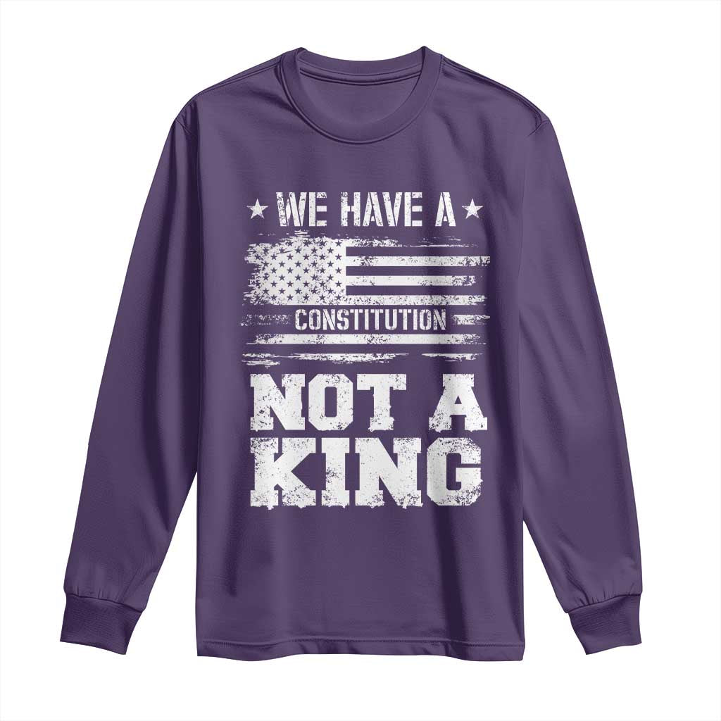 No Kings in America Long Sleeve Shirt We Have A Constitution Not A King Resist US Flag - Wonder Print Shop