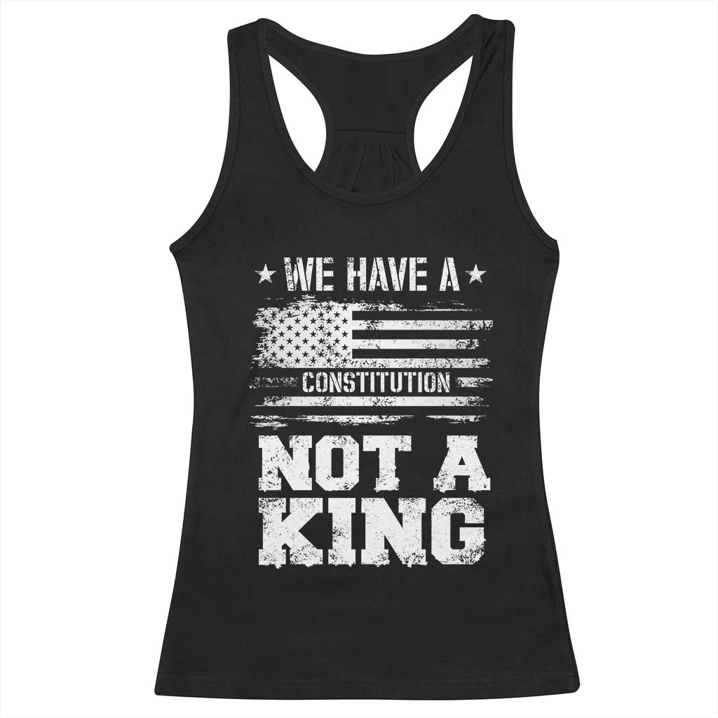 No Kings in America Racerback Tank Top We Have A Constitution Not A King Resist US Flag - Wonder Print Shop