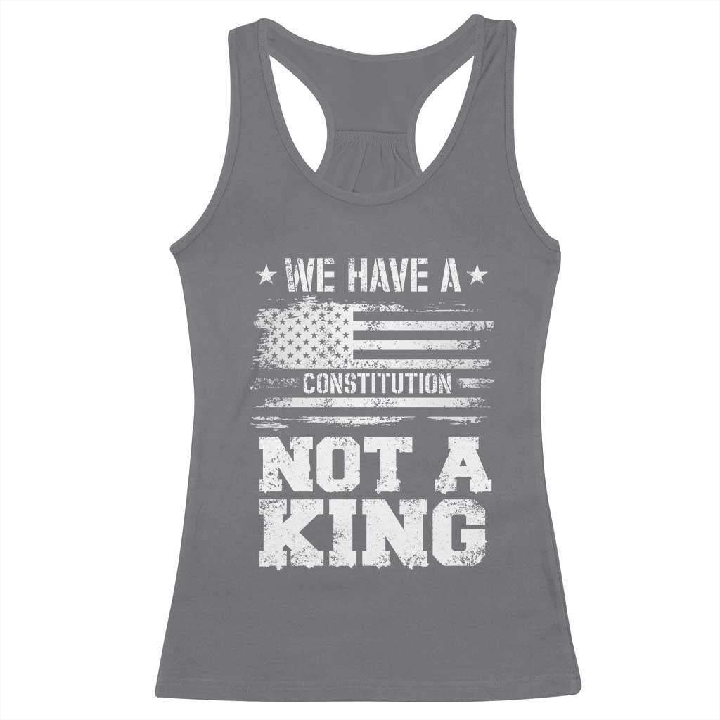 No Kings in America Racerback Tank Top We Have A Constitution Not A King Resist US Flag - Wonder Print Shop