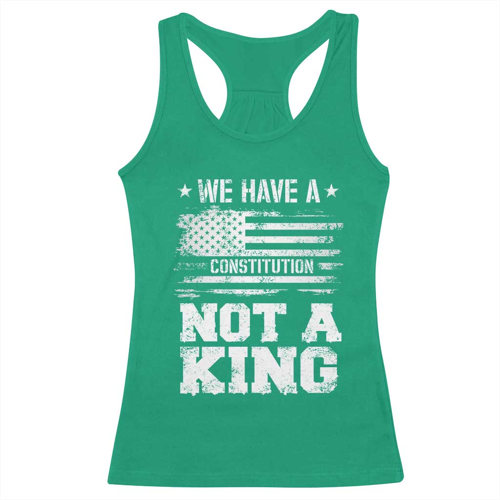 No Kings in America Racerback Tank Top We Have A Constitution Not A King Resist US Flag - Wonder Print Shop