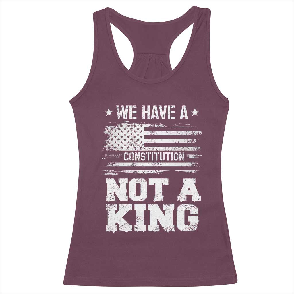 No Kings in America Racerback Tank Top We Have A Constitution Not A King Resist US Flag - Wonder Print Shop