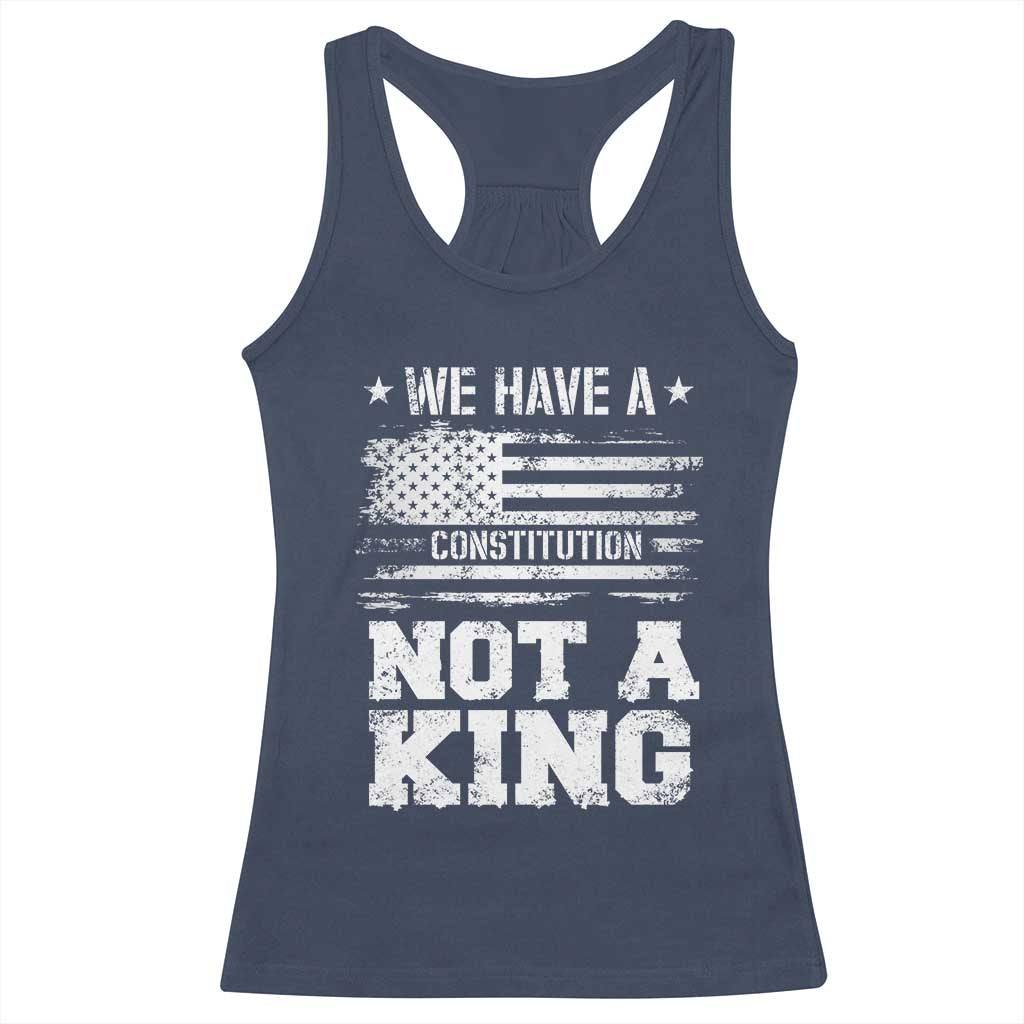 No Kings in America Racerback Tank Top We Have A Constitution Not A King Resist US Flag - Wonder Print Shop