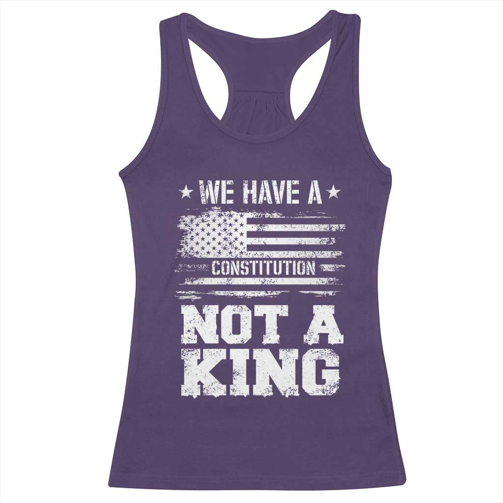 No Kings in America Racerback Tank Top We Have A Constitution Not A King Resist US Flag - Wonder Print Shop