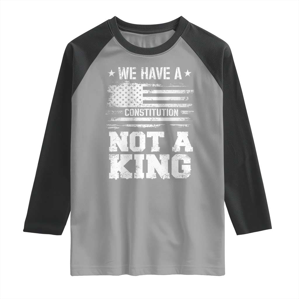 No Kings in America Raglan Shirt We Have A Constitution Not A King Resist US Flag - Wonder Print Shop